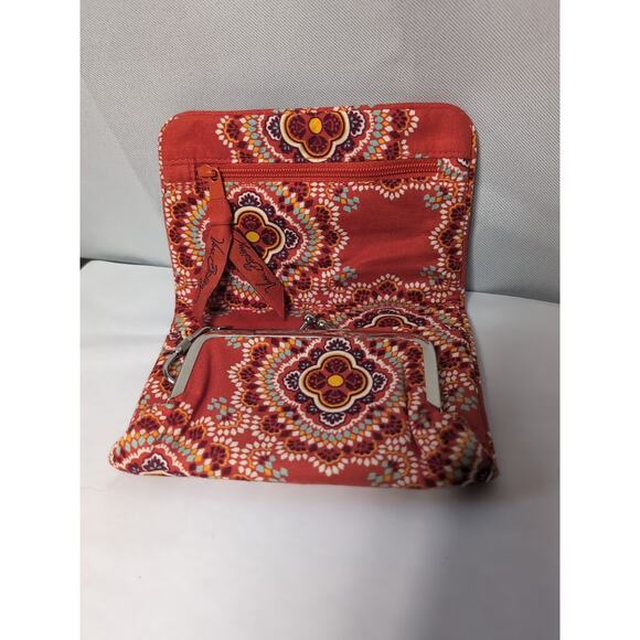 Vera Bradley Paprika Orange Pattern Card Holder Coin Purse - Picture 2 of 5